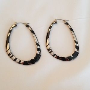 Zebra stripe hoop earrings